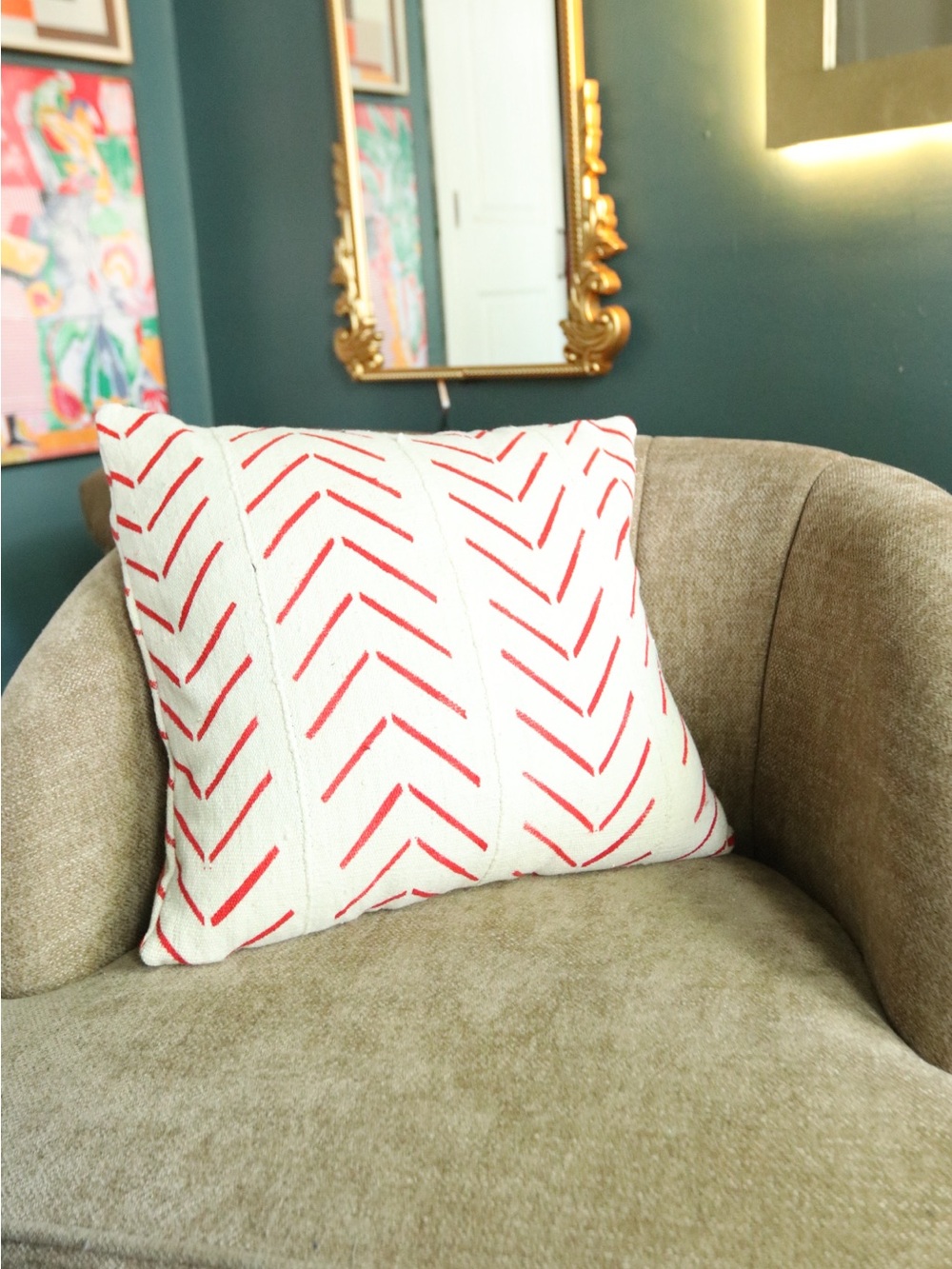 Cream mud cloth pillows